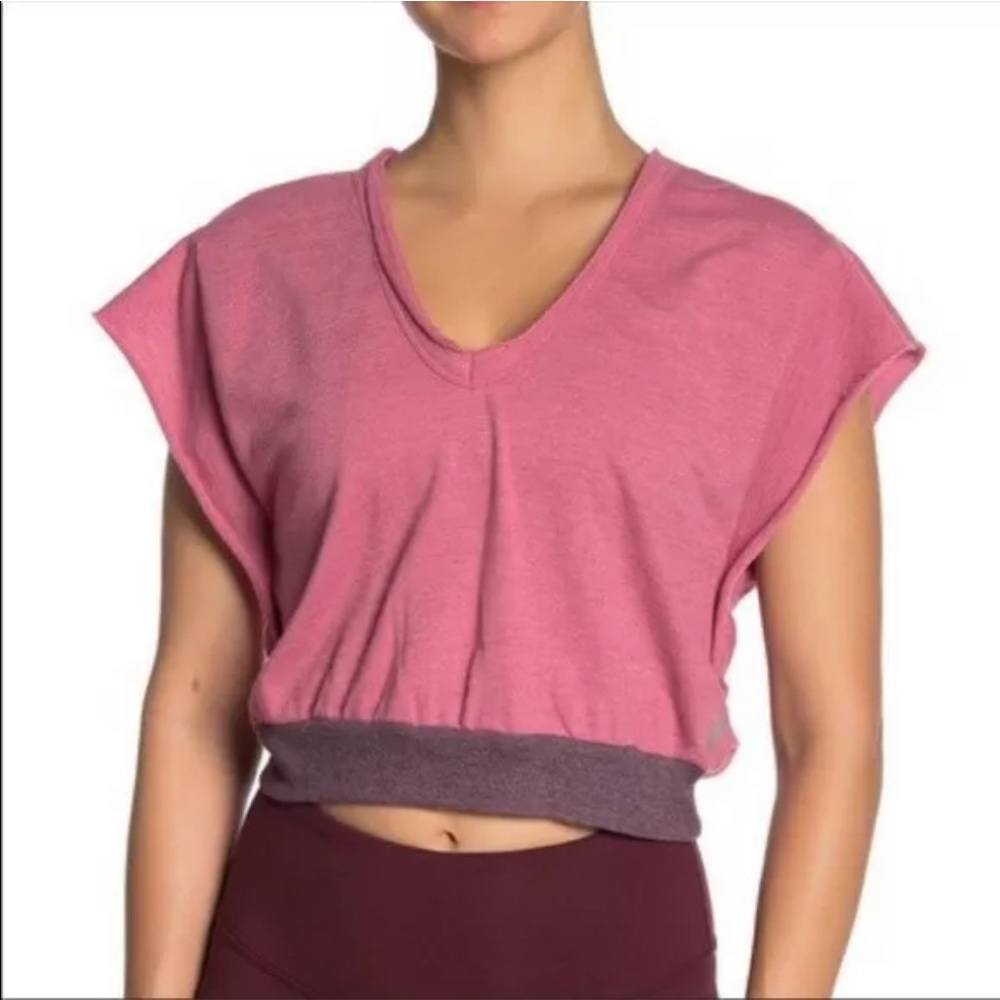 New Free People Movement Happy Camper Tee Cropped Sandalwood Pink - Size Large